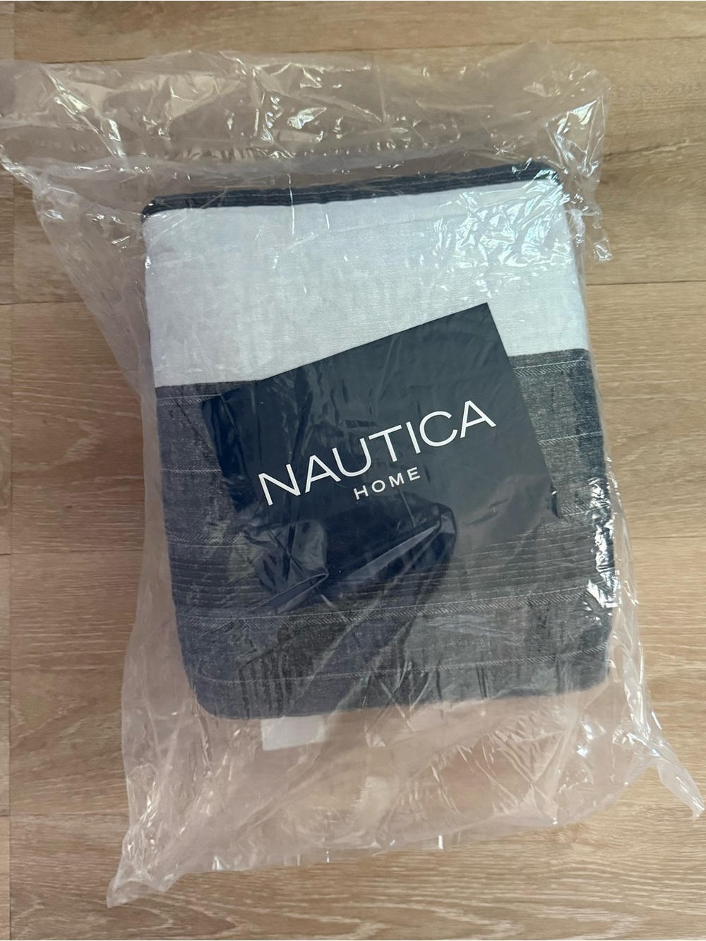 Nautica Armdoore Gray and White Stripe Quilt Set